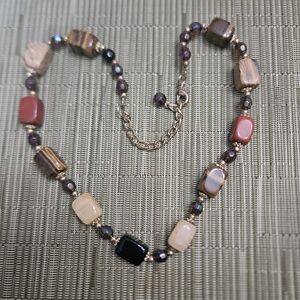 Elegant Multicolor Earth Tone Stone Beaded Necklace